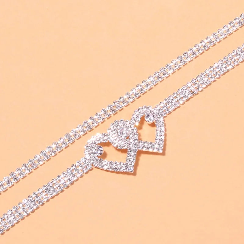 Dazzling Cubic Zirconia Anklet – Women’s Silver Chain Barefoot Sandal Jewelry