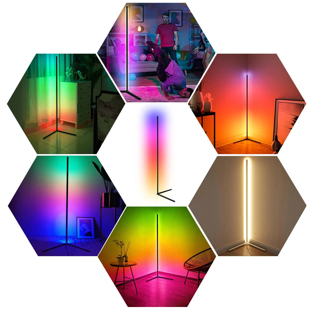 Dimmable RGB Corner Floor Lamp – Smart LED Mood Light (140cm)