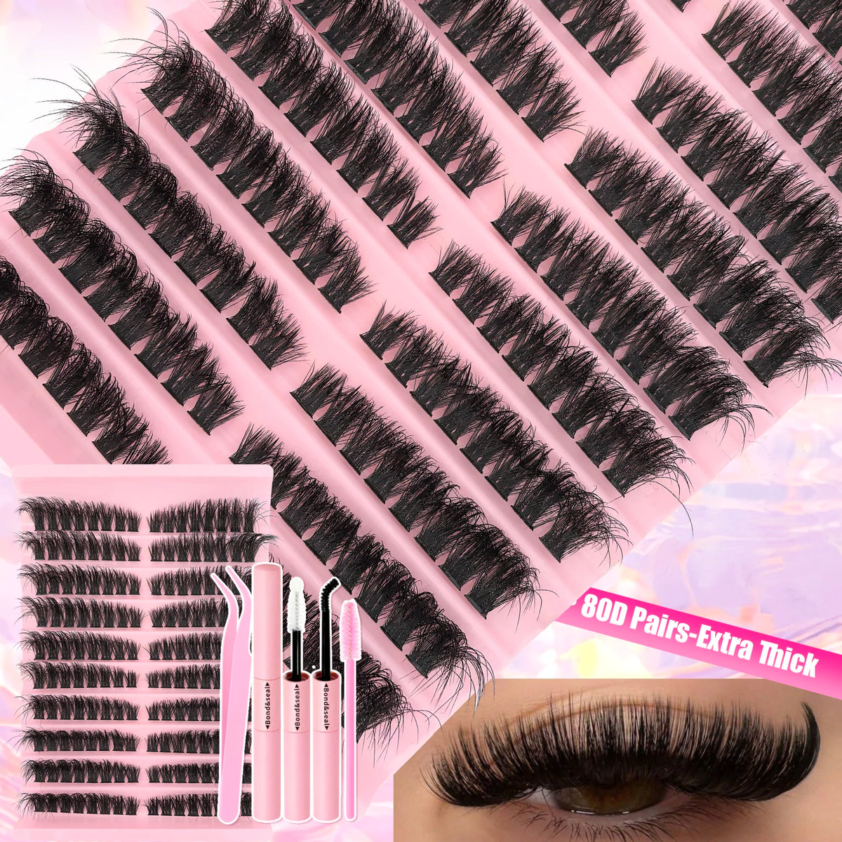 DIY Lash Extension Kit – 720pcs Individual Lash Clusters with Bond & Seal