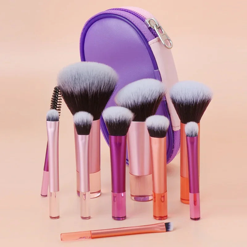 10-Piece Mini Makeup Brush Set – Portable Beauty Tools