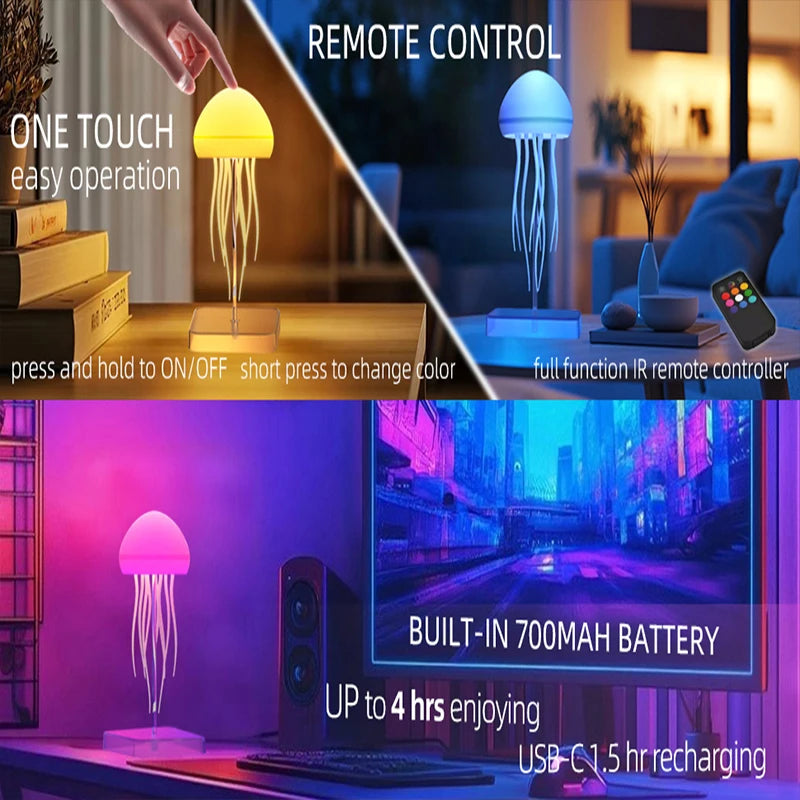 LED Jellyfish Lamp with 9 Tentacles – Colour Gradient Light Effects & Remote Control