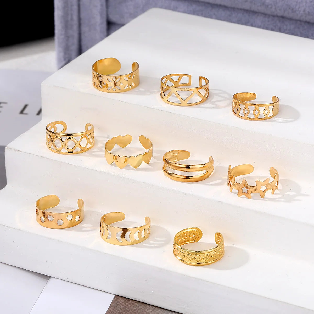 Adjustable Toe Ring Set – 7/10/12pcs Gold & Silver Summer Jewelry