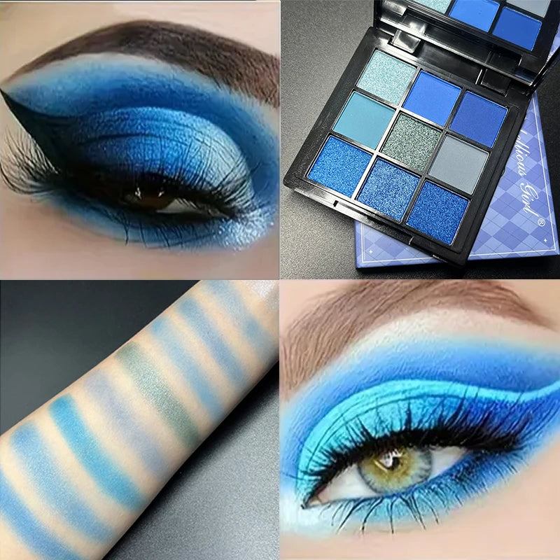 9-Grid Eyeshadow Palette – Glitter, Pearlescent, Matte & Shimmer Finishes