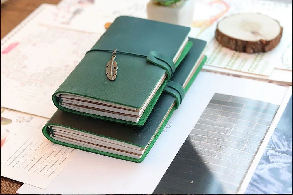 Genuine Leather Refillable Travel Journal – Handmade Retro Diary & Sketchbook