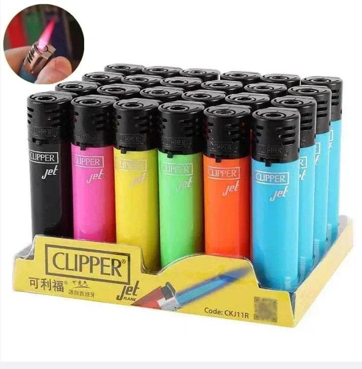 Metal Clipper-Style Butane Lighter – Sand Wheel Igniter (12-Pack)