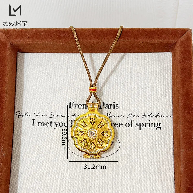 24K Real Gold Sand Dot Pendant – Classic Elegance, Timeless Craft