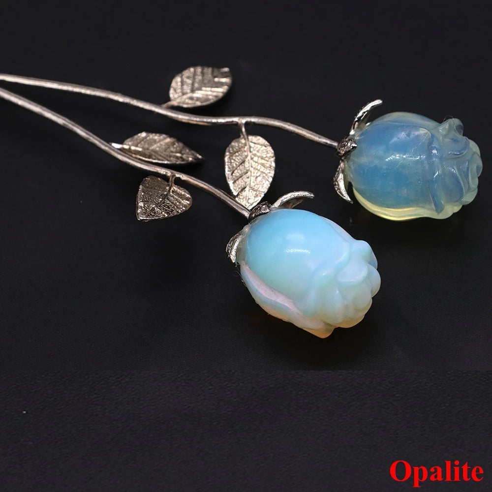 Crystal Carved Rose Flower – Natural Gemstone Decoration & Healing Gift