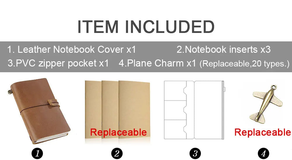 Handmade Genuine Leather Notebook – Vintage Cowhide Diary, Journal & Travel Planner Cover
