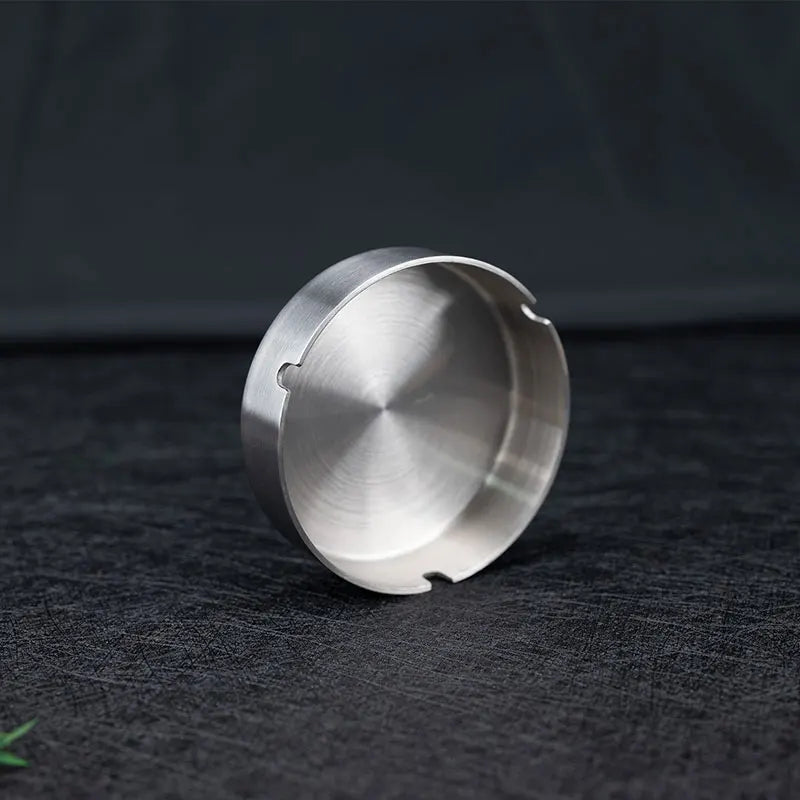 Tabletop Stainless Steel Ashtray – Modern Silver Design with Slot