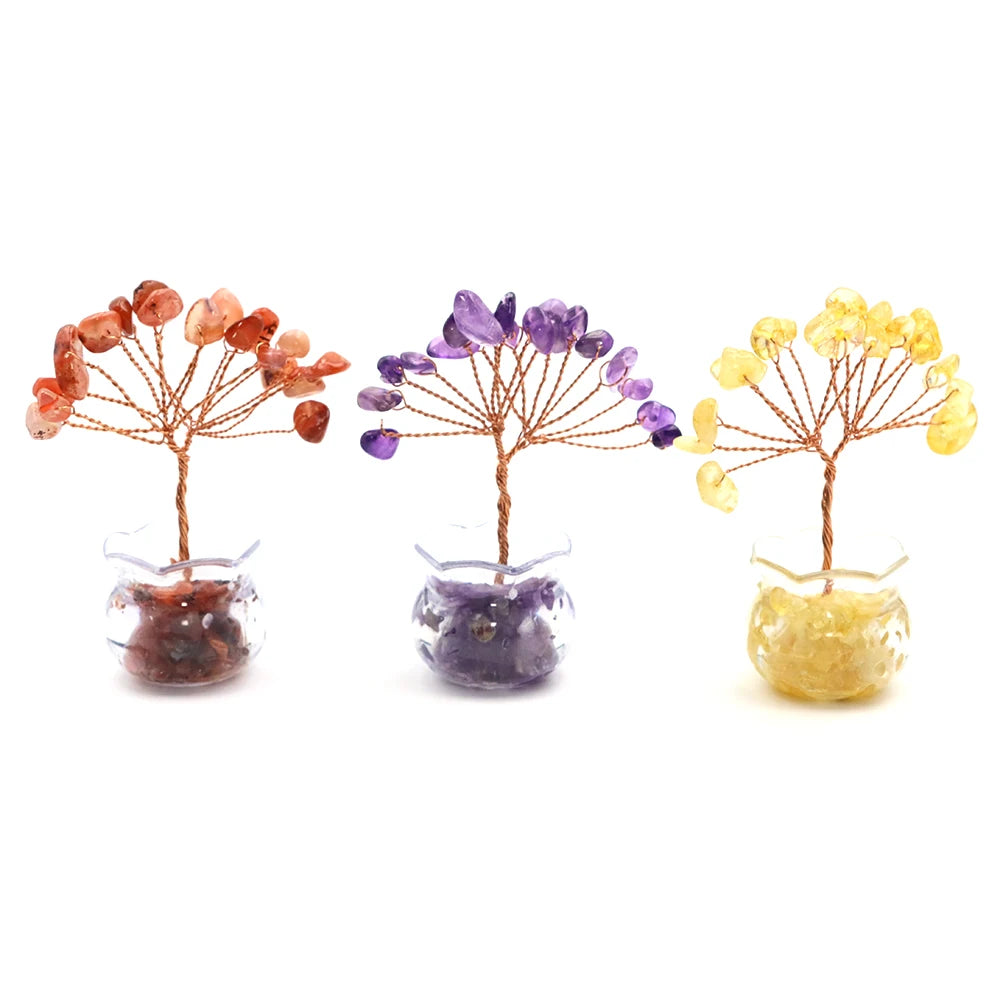 Mini Crystal Money Tree – Natural Gemstone Wire-Wrapped Decoration