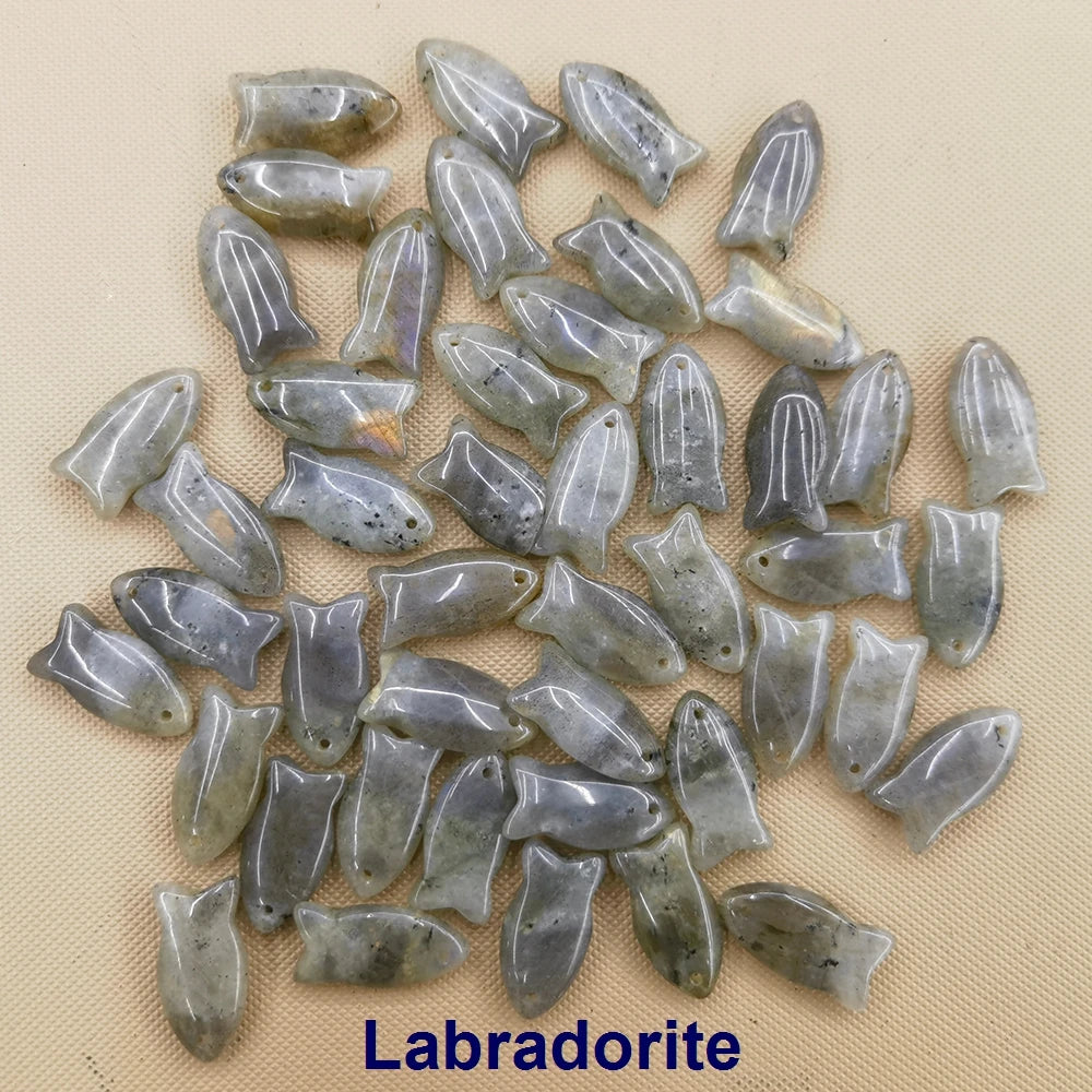 Small Fish Figurine Stone Pendant – Natural Crystal Gemstone for Jewelry & DIY Accessories