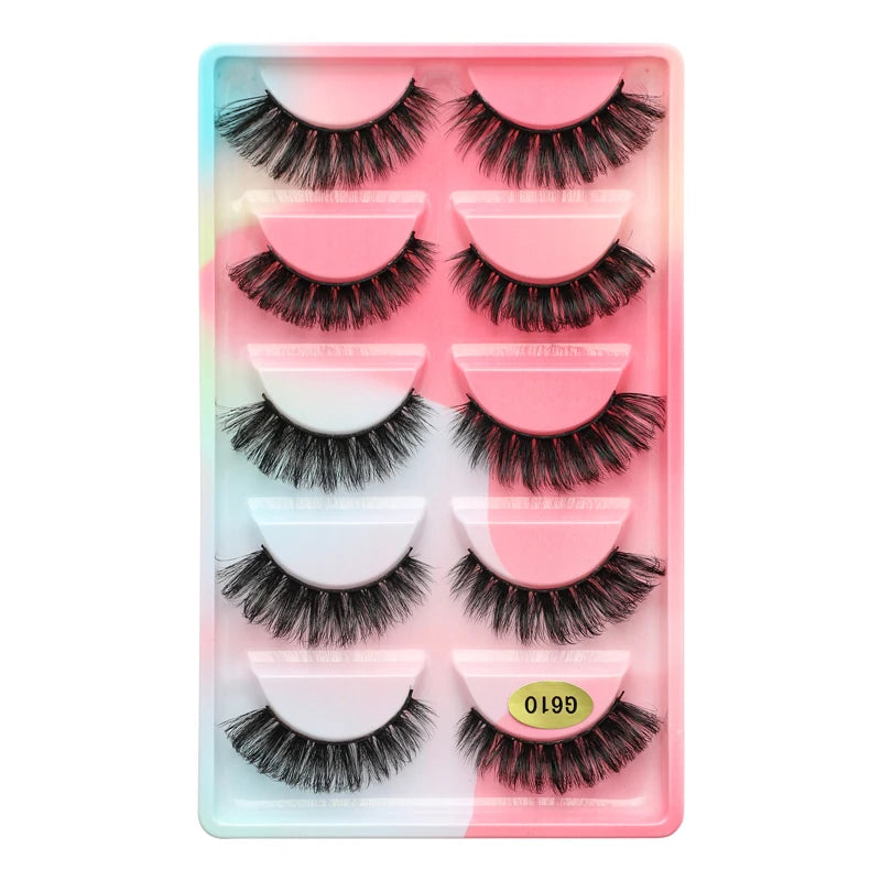 False Eyelash Kit – 3/5 Pairs Fluffy Mink Lashes with Tweezer & Brush