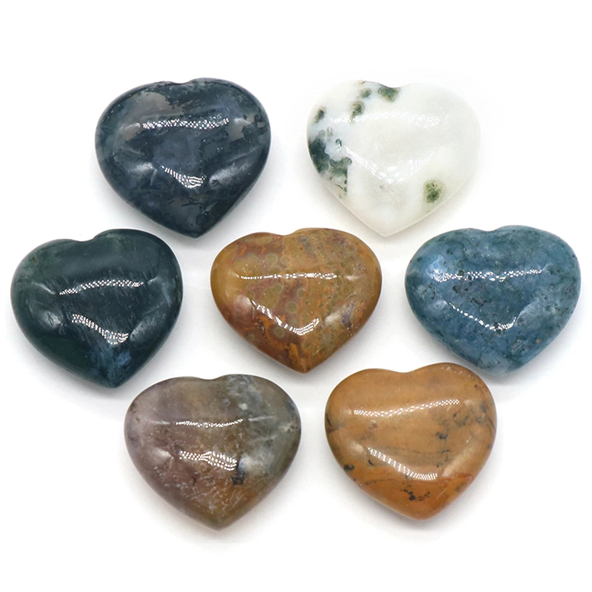 Natural Stone Heart Crystals – Rose Quartz, Amethyst & Gemstone Ornaments