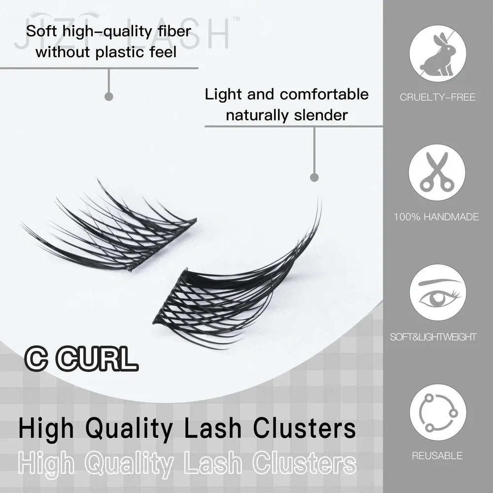 Individual Cluster Eyelashes – C Curl, 3D Mink Style, Wispy & Fluffy