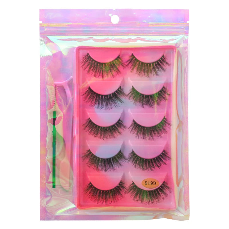 False Eyelash Kit – 3/5 Pairs Fluffy Mink Lashes with Tweezer & Brush