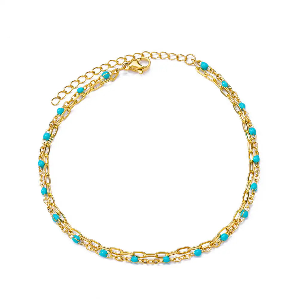 Chunky Figaro Chain Anklet – Unisex Stainless Steel Gold Anklet Jewelry (21+10cm)