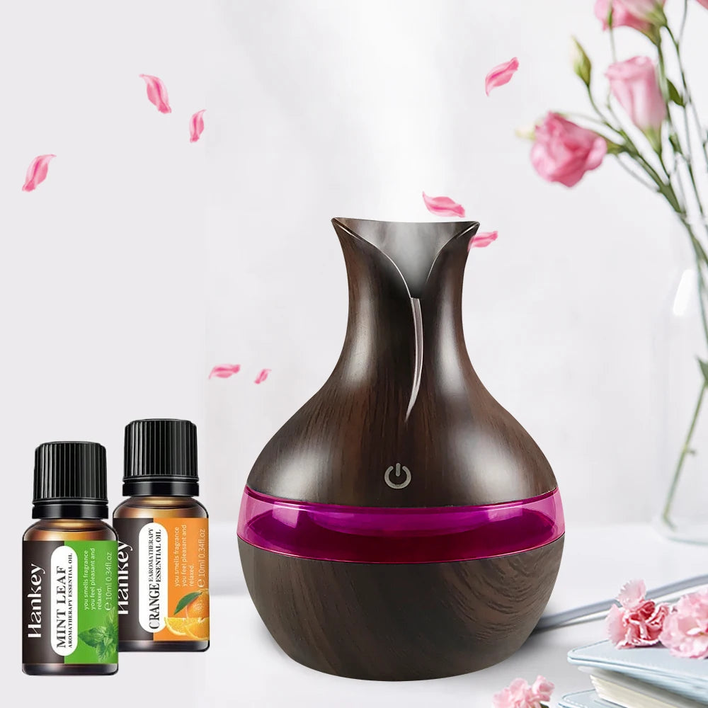 Mini USB Diffuser & Air Humidifier – 300ml Cool Mist Maker with LED Night Light