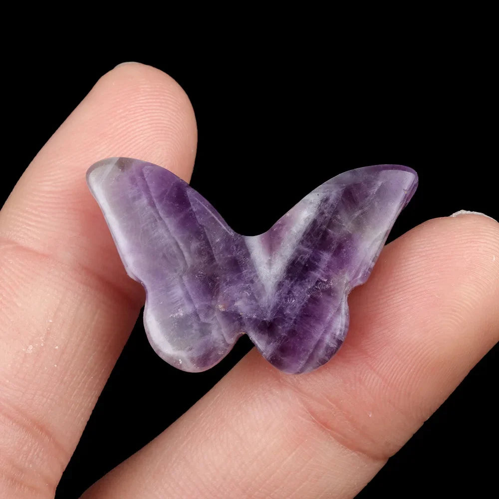 Mini Chakra Crystal Butterfly Figurine – Natural Stone Reiki Healing (20×30mm)