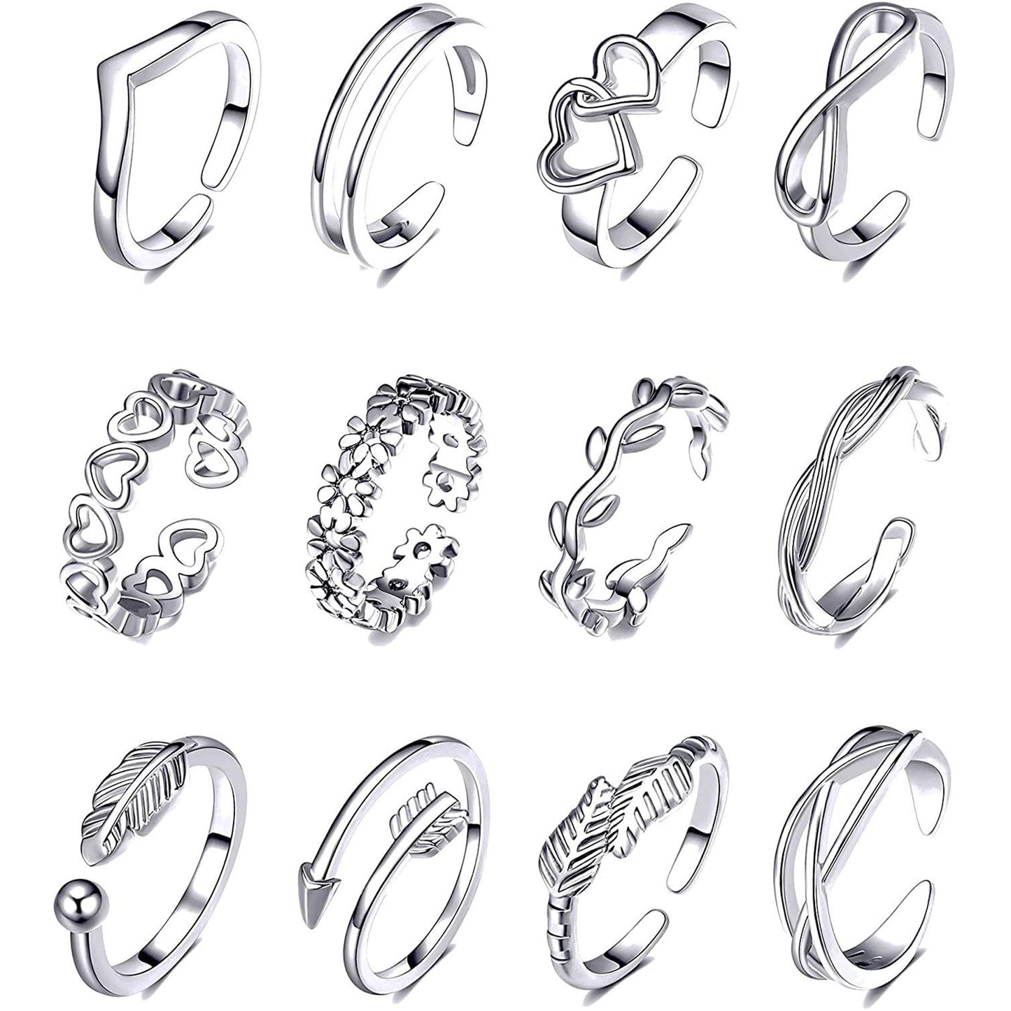 Adjustable Toe Ring Set – 7/10/12pcs Gold & Silver Summer Jewelry