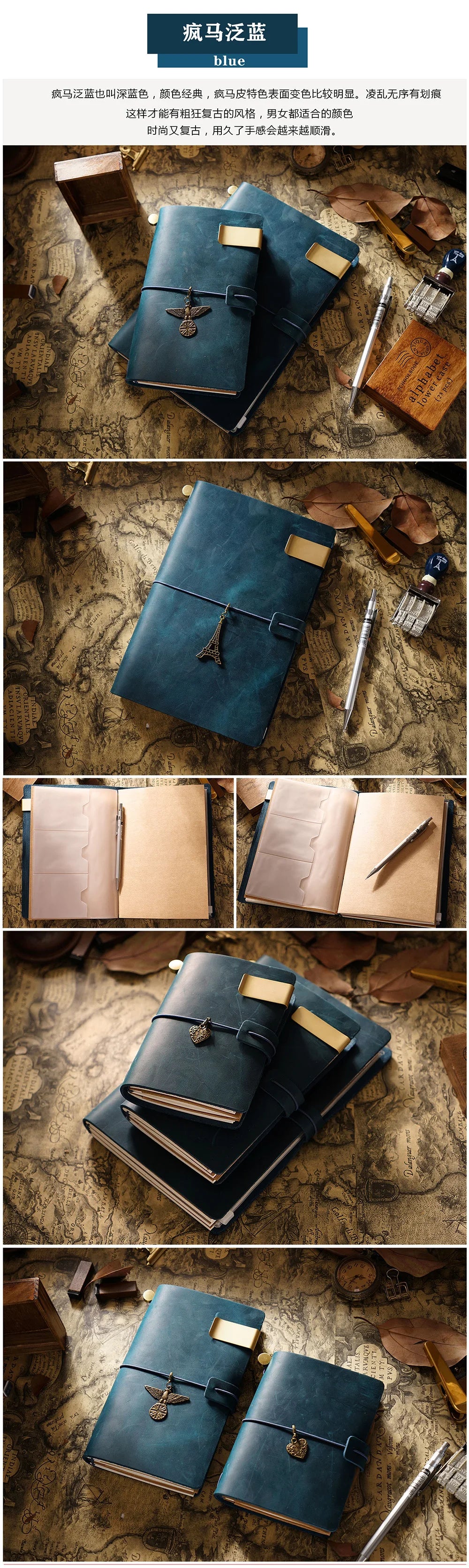 Handmade Genuine Leather Notebook – Vintage Cowhide Diary, Journal & Travel Planner Cover