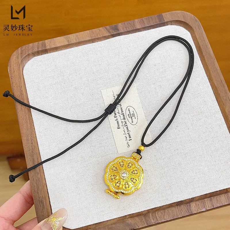 24K Real Gold Sand Dot Pendant – Classic Elegance, Timeless Craft