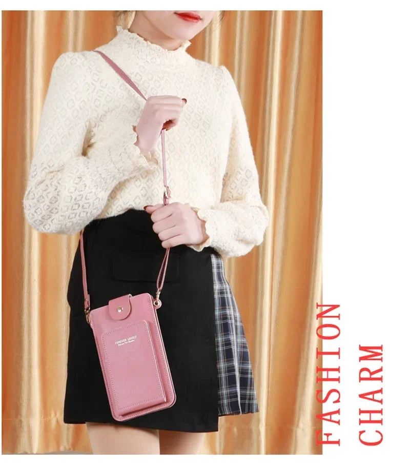 Women’s Touch Screen Crossbody Purse – Soft PU Leather Shoulder Bag with Wallet Function