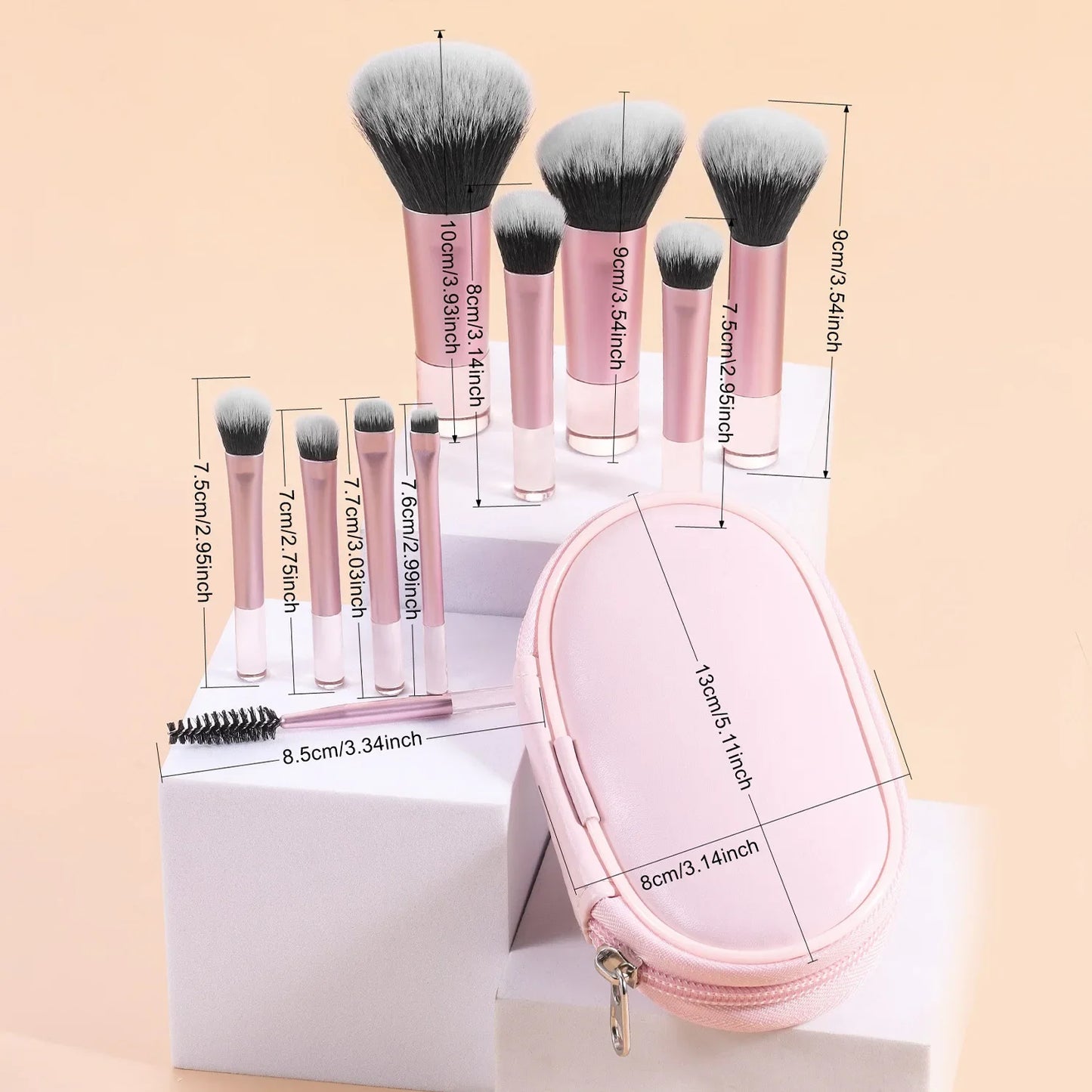 10-Piece Mini Makeup Brush Set – Portable Beauty Tools