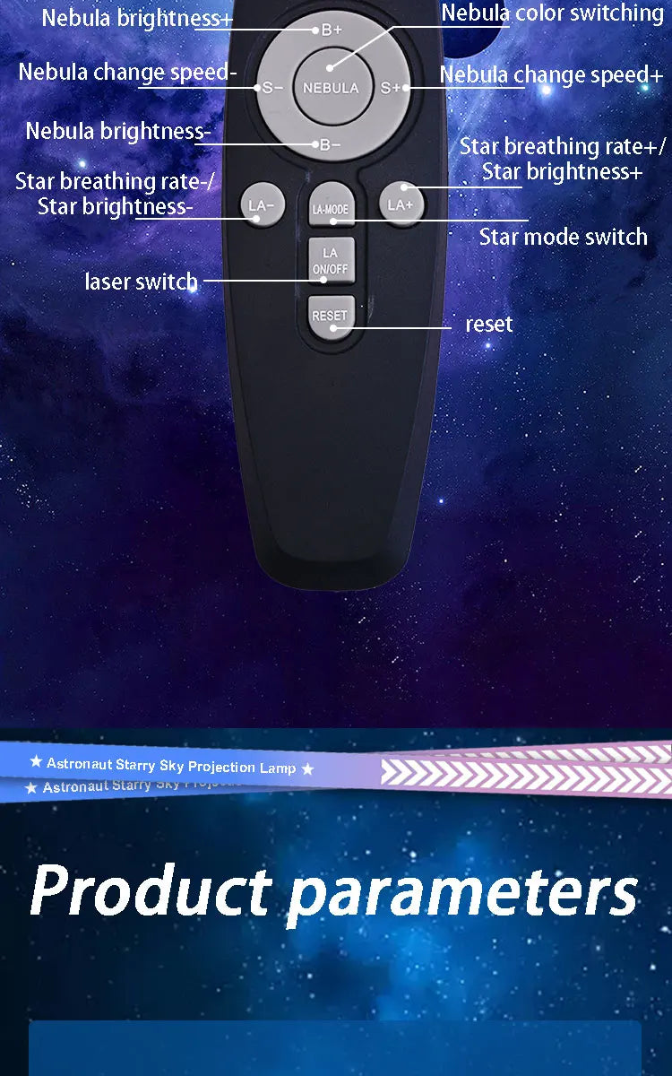 Astronaut Galaxy Projector – Starry Nebula Night Light