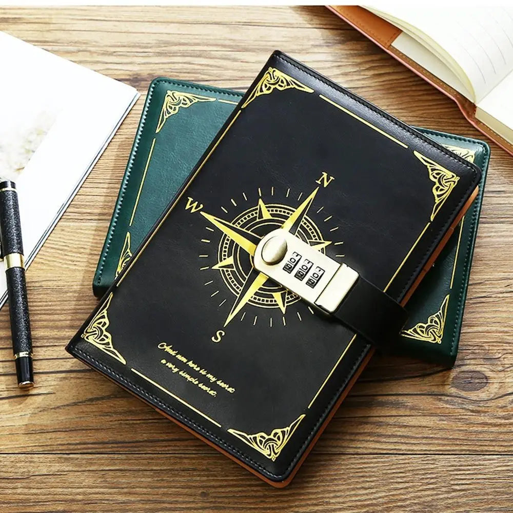 A5 Retro Password Lock Notebook – 200 Sheets Creative Thickened Diary & Stationery