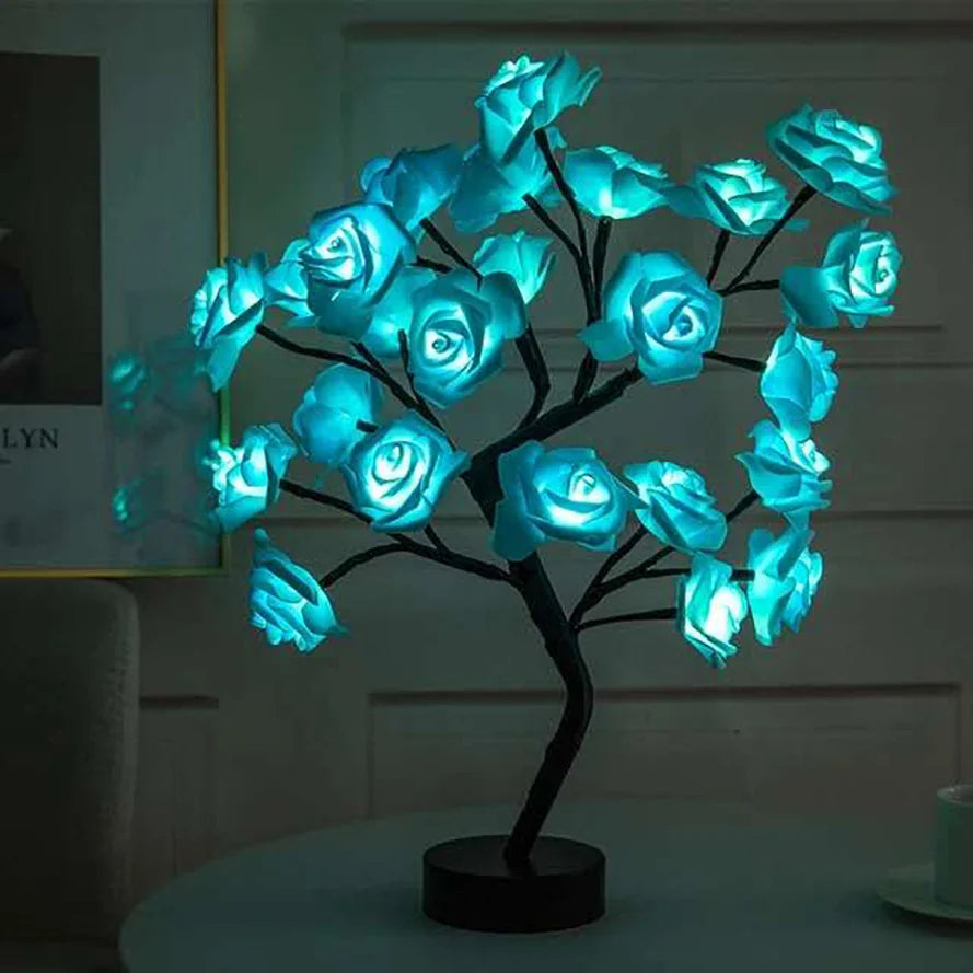 24-LED Rose Tree Table Lamp – Fairy Flower Night Light