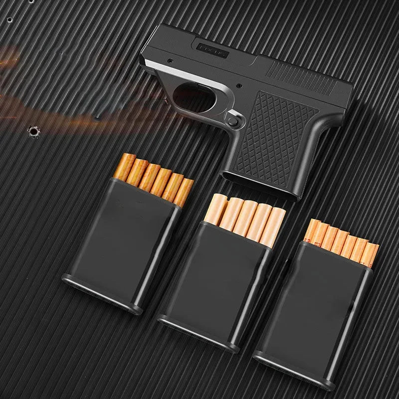 Gun-Type Jet Flame Gadget – Windproof Blue Torch with Clip & Storage (No Gas)