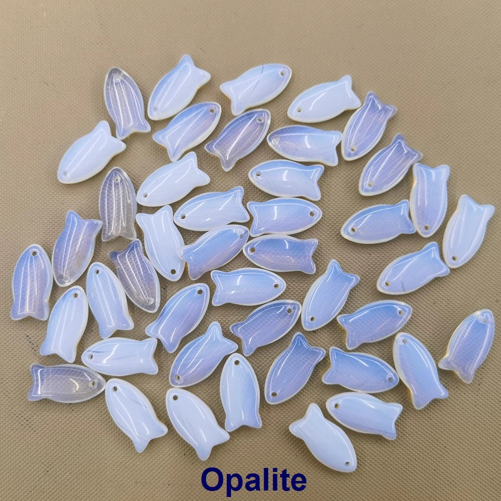 Small Fish Figurine Stone Pendant – Natural Crystal Gemstone for Jewelry & DIY Accessories