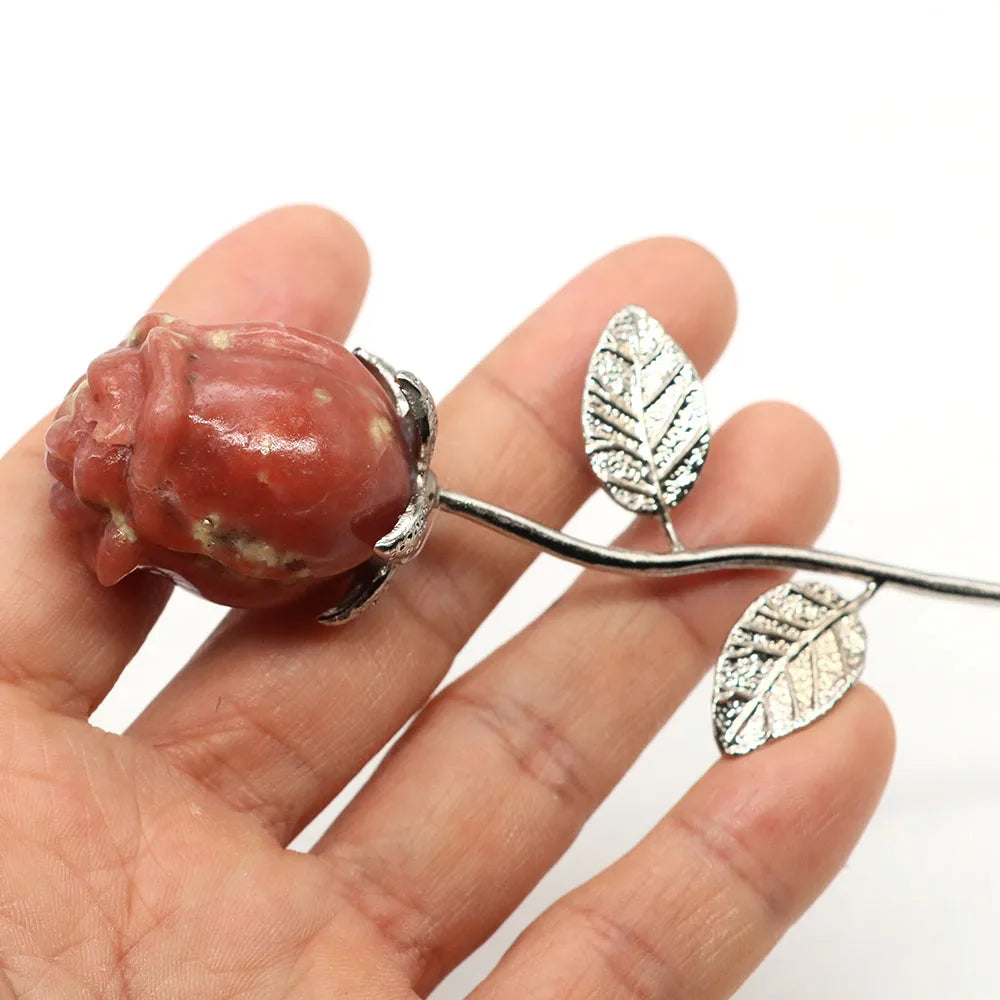 Crystal Carved Rose Flower – Natural Gemstone Decoration & Healing Gift