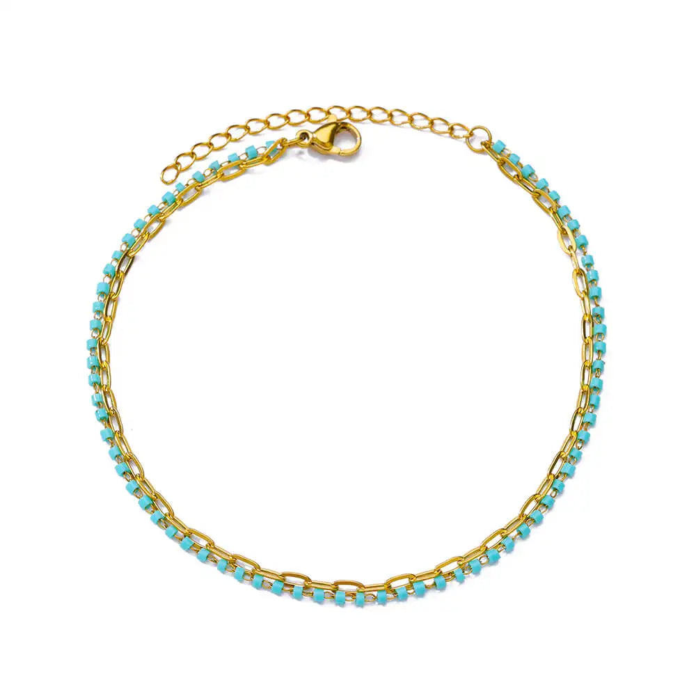 Chunky Figaro Chain Anklet – Unisex Stainless Steel Gold Anklet Jewelry (21+10cm)