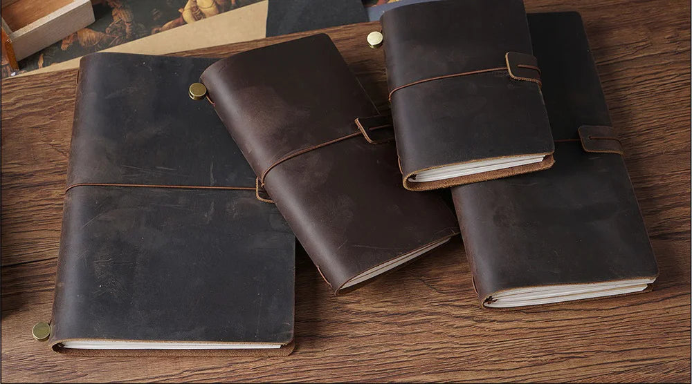 Genuine Leather Refillable Travel Journal – Handmade Retro Diary & Sketchbook