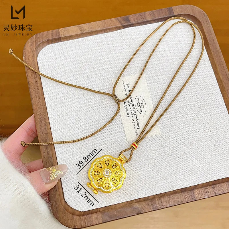 24K Real Gold Sand Dot Pendant – Classic Elegance, Timeless Craft
