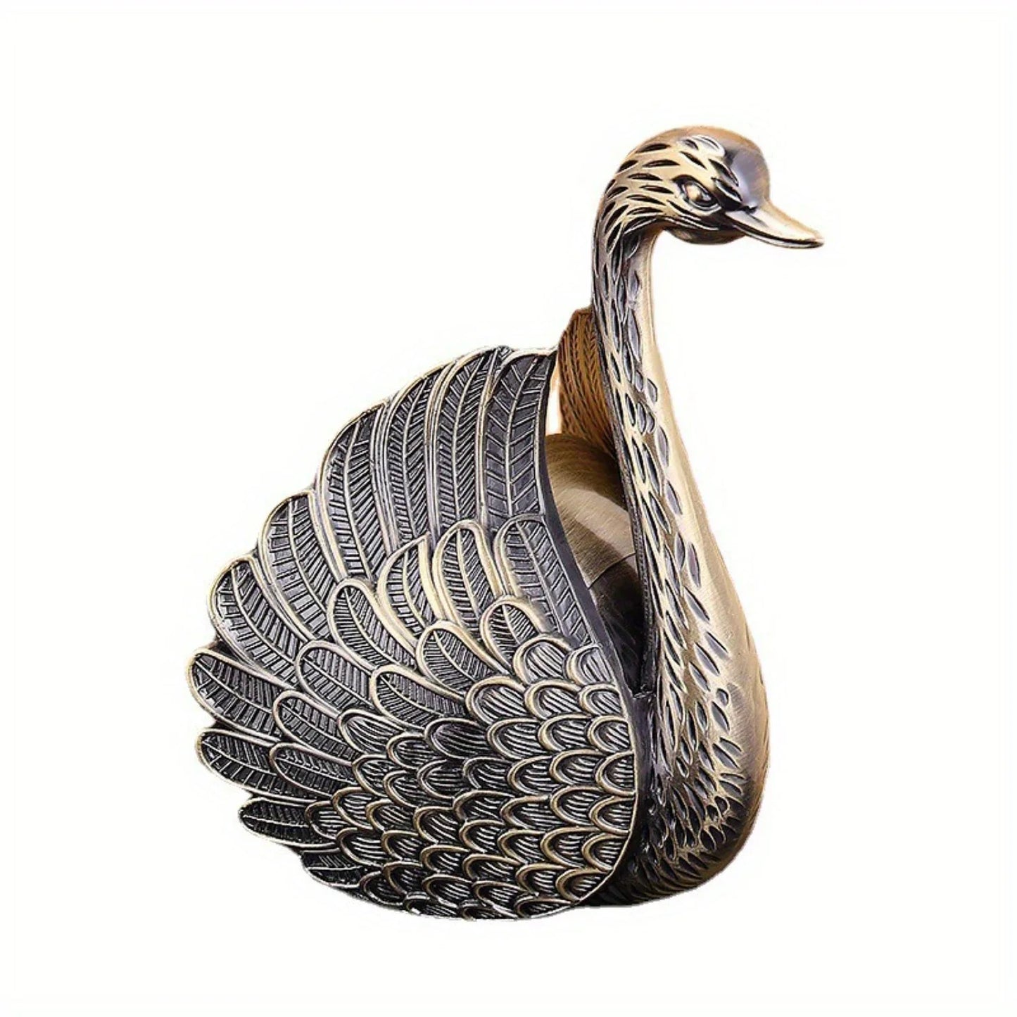 Elegant Round Swan-Shaped Decorative Tray with Lid – Durable Zinc Alloy Organizer