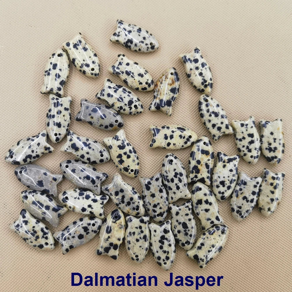 Small Fish Figurine Stone Pendant – Natural Crystal Gemstone for Jewelry & DIY Accessories