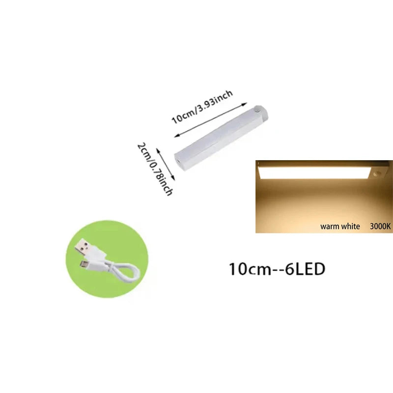 PIR Motion Sensor LED Under Cabinet Lamp – Rechargeable & Dimmable