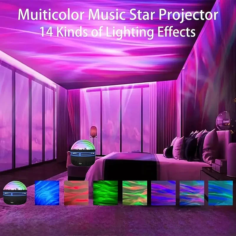 Aurora Borealis Starry Sky Projection Light – LED Night Light with Remote Control & 7 Lighting Effects