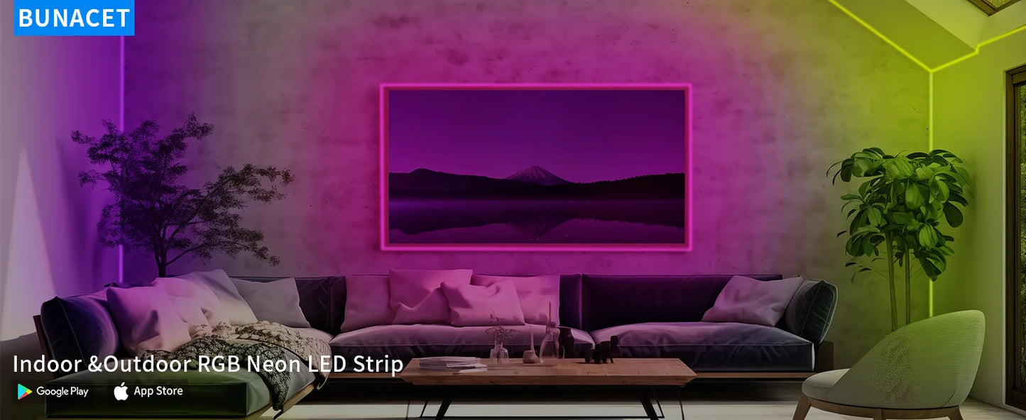 Smart App LED Strip Lights – SMD 5050 RGBIC Flexible Neon Tape with Remote Control