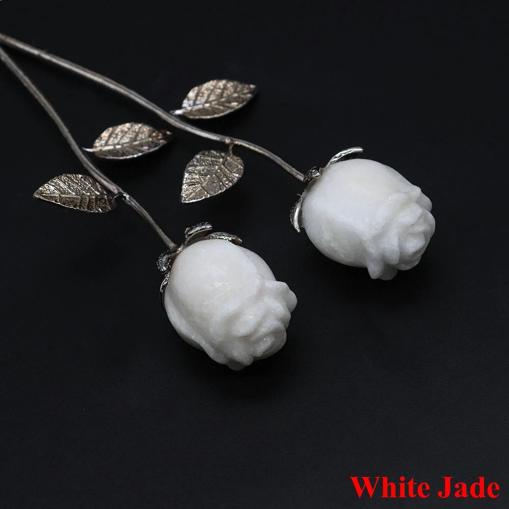 Crystal Carved Rose Flower – Natural Gemstone Decoration & Healing Gift