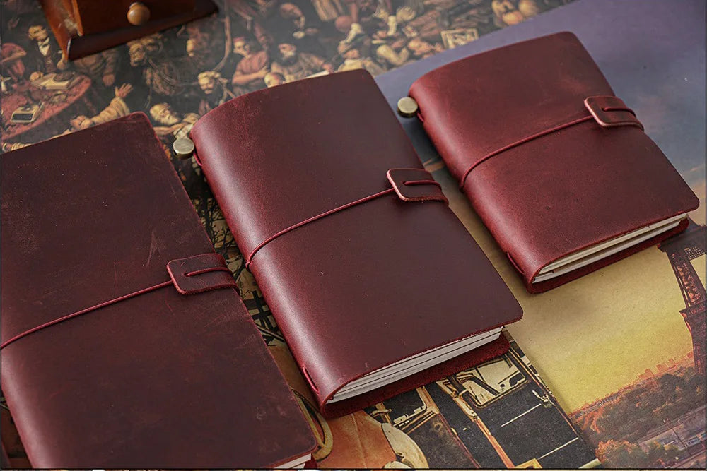 Genuine Leather Refillable Travel Journal – Handmade Retro Diary & Sketchbook