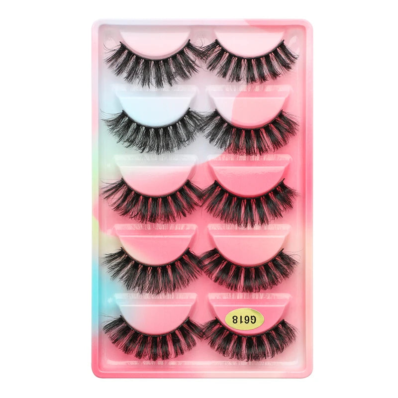 False Eyelash Kit – 3/5 Pairs Fluffy Mink Lashes with Tweezer & Brush