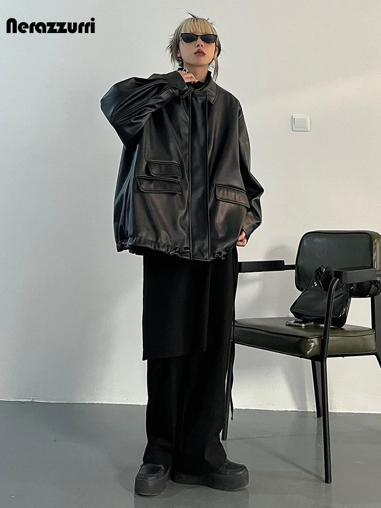 Oversized Faux Leather Jacket – Casual Cool Street Style