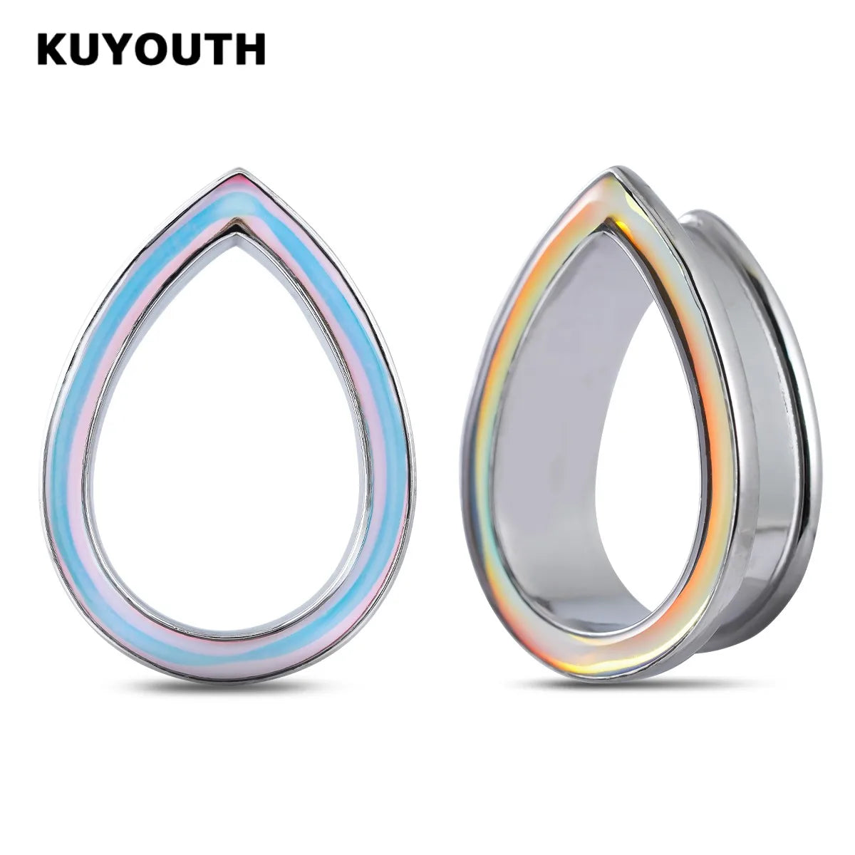 Shell Ear Gauges & Tunnels – Water Drop Stainless Steel Expanders (2PCS)