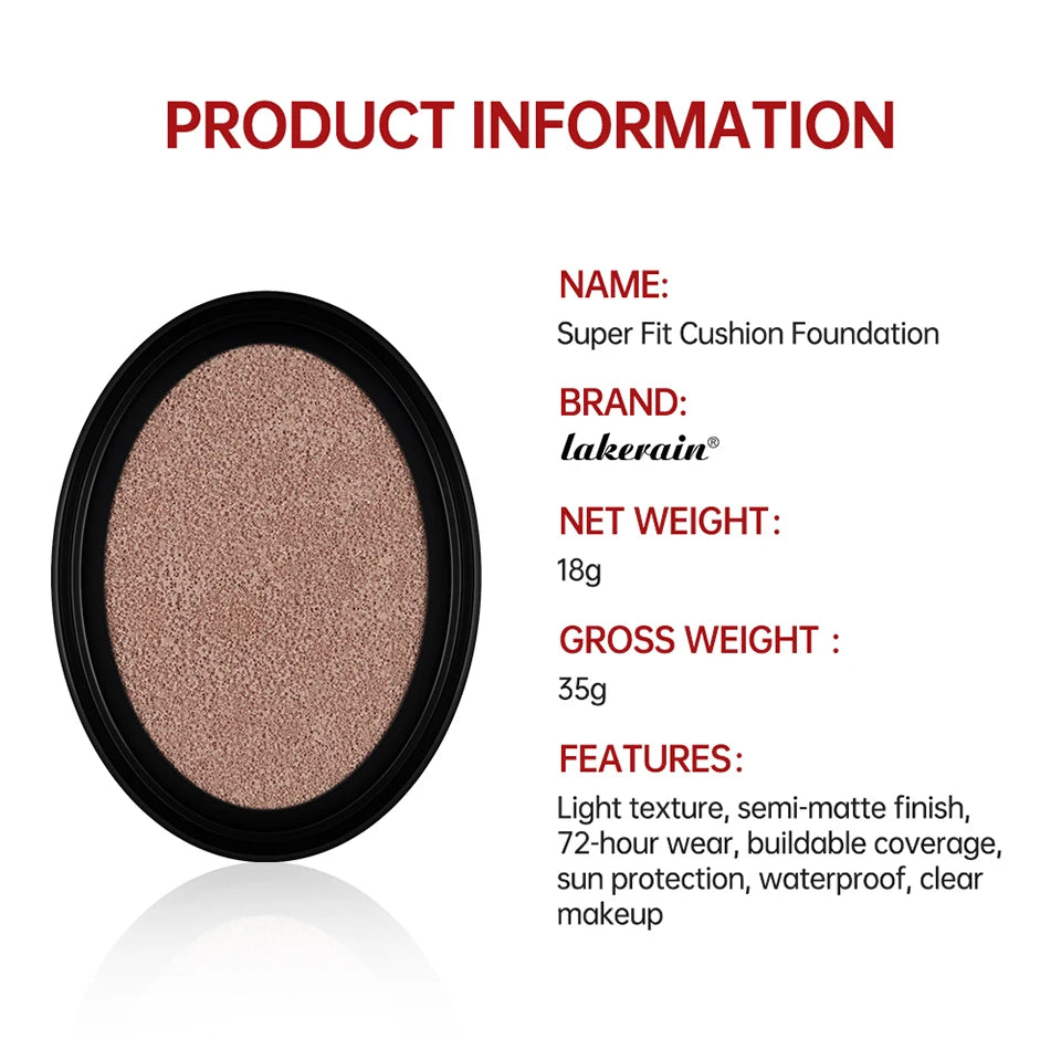 Cushion Refill Foundation – Waterproof, Semi-Matte & Long-Lasting (72H Wear)