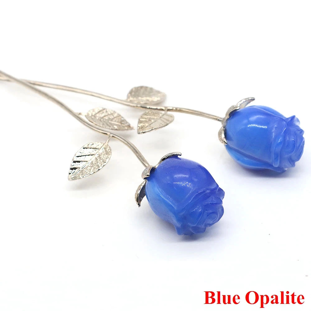 Crystal Carved Rose Flower – Natural Gemstone Decoration & Healing Gift