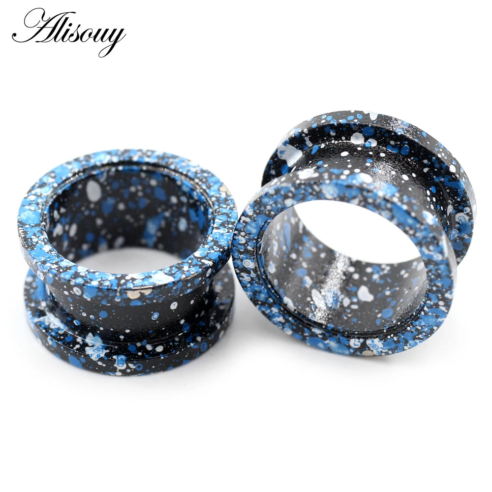 Stainless Steel Paint Pulley Ear Tunnels & Plugs Set