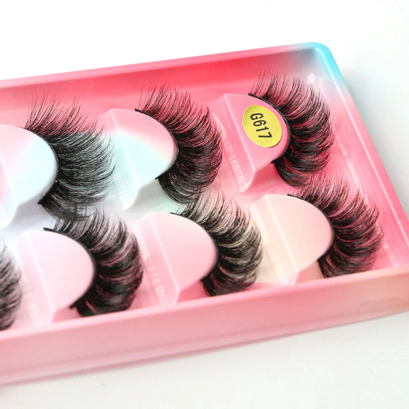 False Eyelash Kit – 3/5 Pairs Fluffy Mink Lashes with Tweezer & Brush